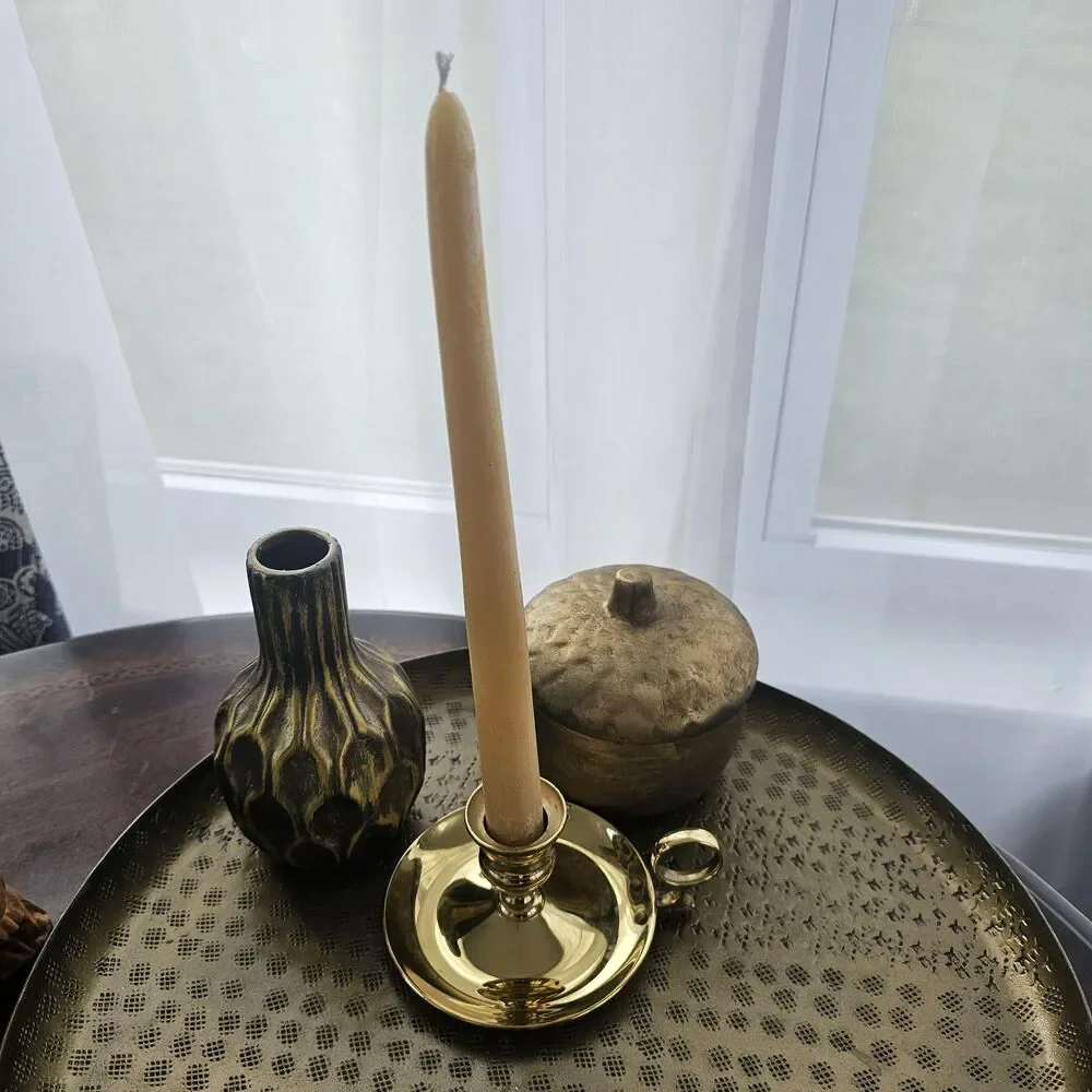 Vintage Baldwin Solid Brass Chamberstick Holder | Taper Candle Stick with Ring